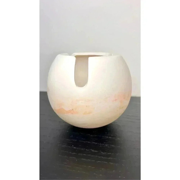 Vintage‎ Ivory Orange Circle Vase Bowl - Picture 2 of 12